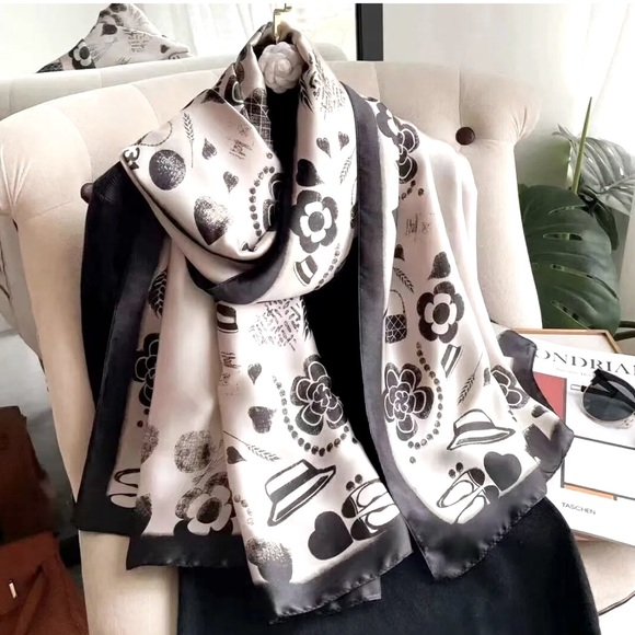 Silk scarf printed long scarf soft shawl 180cm*90cm - Picture 1 of 3